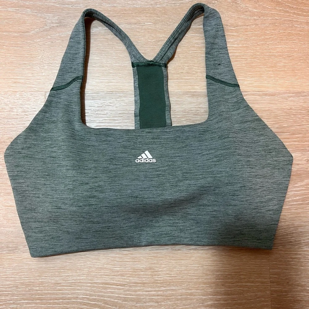 Adidas Women's Green heather Sports Bra - Picture 1 of 6
